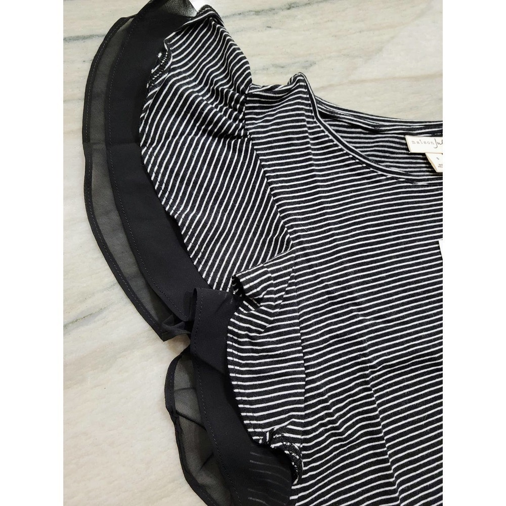 Maison Jules Black White Stripe Top Small NWT - Picture 6 of 9